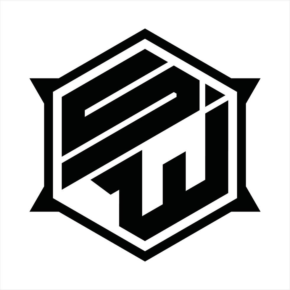 sw logotyp monogram design mall vektor