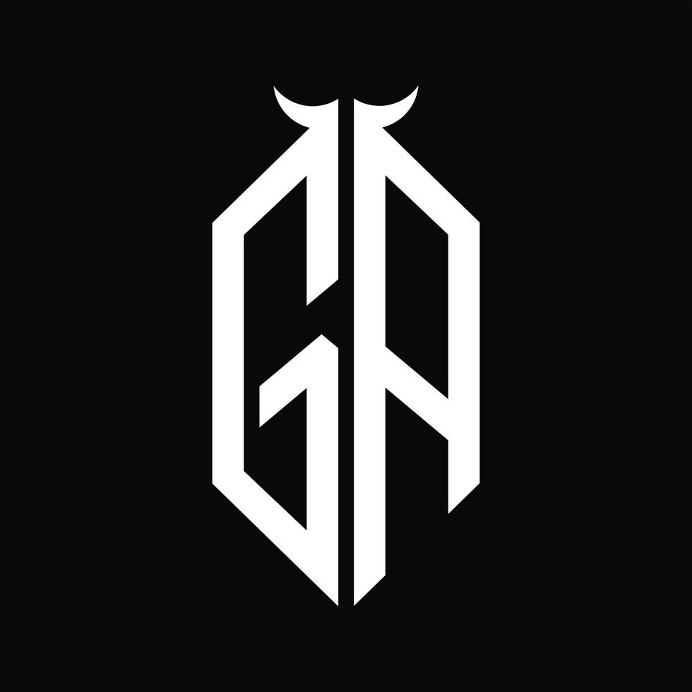 Ga-Logo-Monogramm mit Hornform isolierte Schwarz-Weiß-Designvorlage vektor