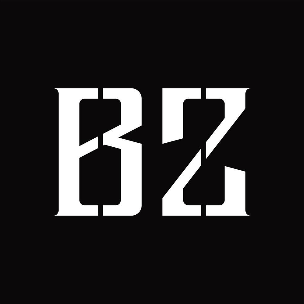 bz-Logo-Monogramm mit Designvorlage für mittlere Scheiben vektor