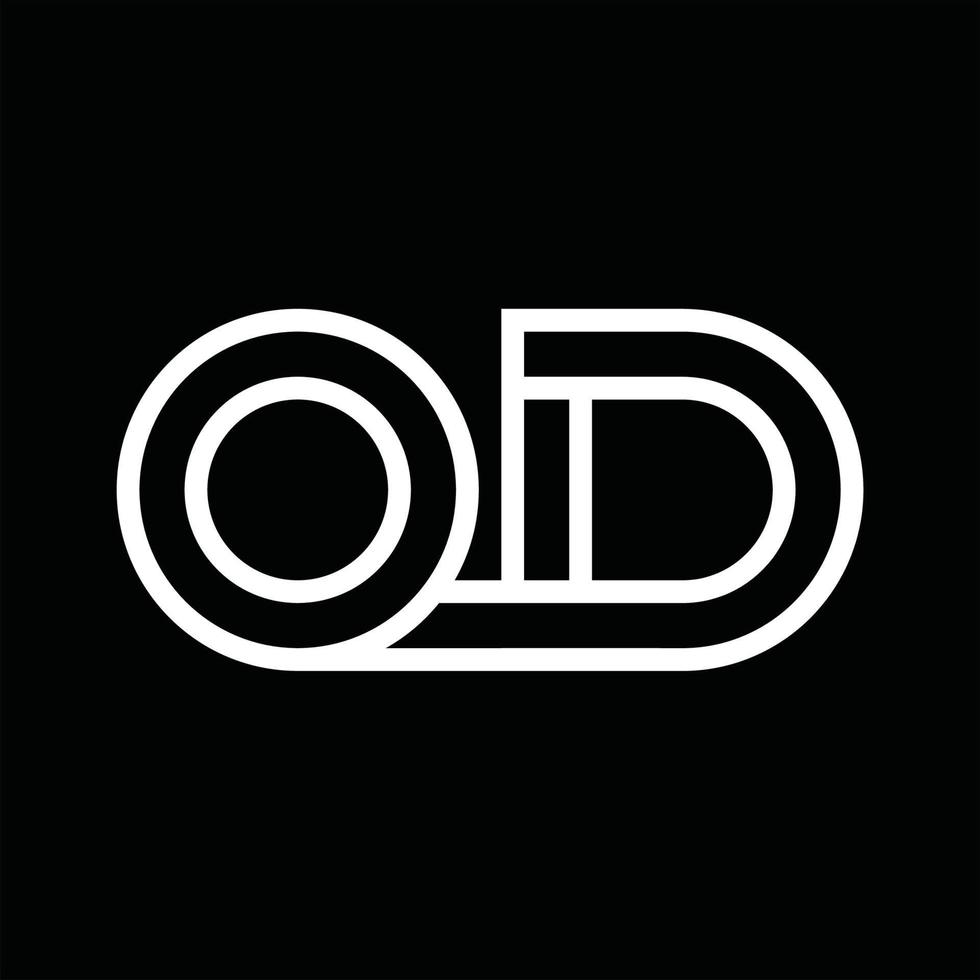 od-Logo-Monogramm mit negativem Raum im Linienstil vektor