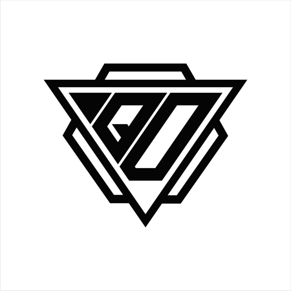 qd logotyp monogram med triangel och sexhörning mall vektor