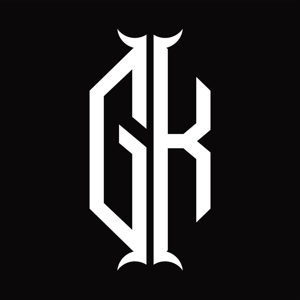 gk-Logo-Monogramm mit Hornform-Designvorlage vektor