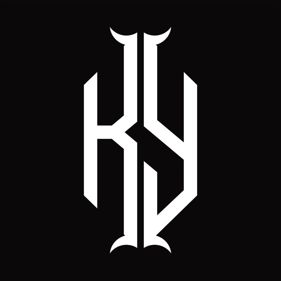 Ky-Logo-Monogramm mit Hornform-Designvorlage vektor