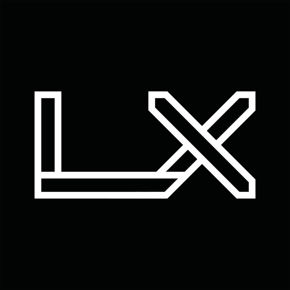 lx logotyp monogram med linje stil negativ Plats vektor