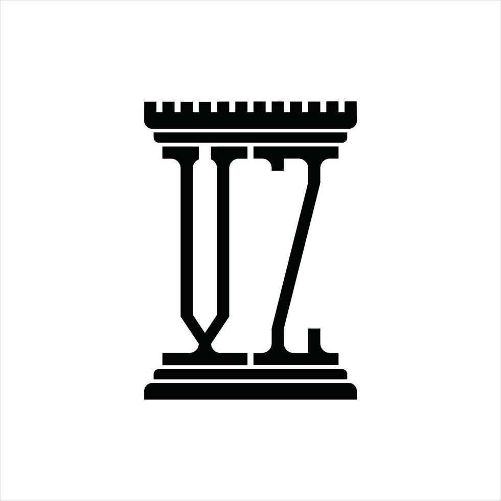 vz logotyp monogram med pelare form design mall vektor