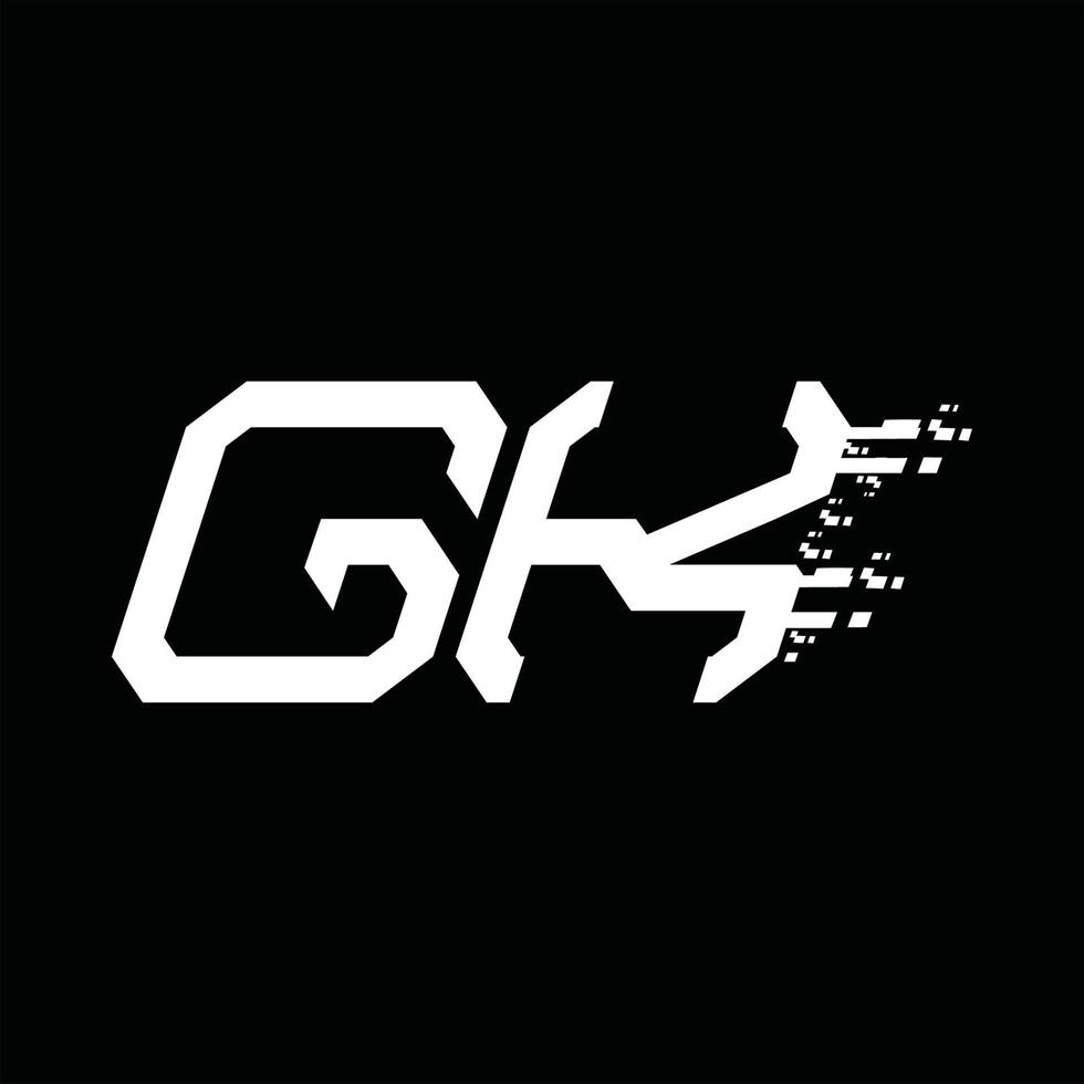 Designvorlage für gk-Logo-Monogramm mit abstrakter Geschwindigkeitstechnologie vektor