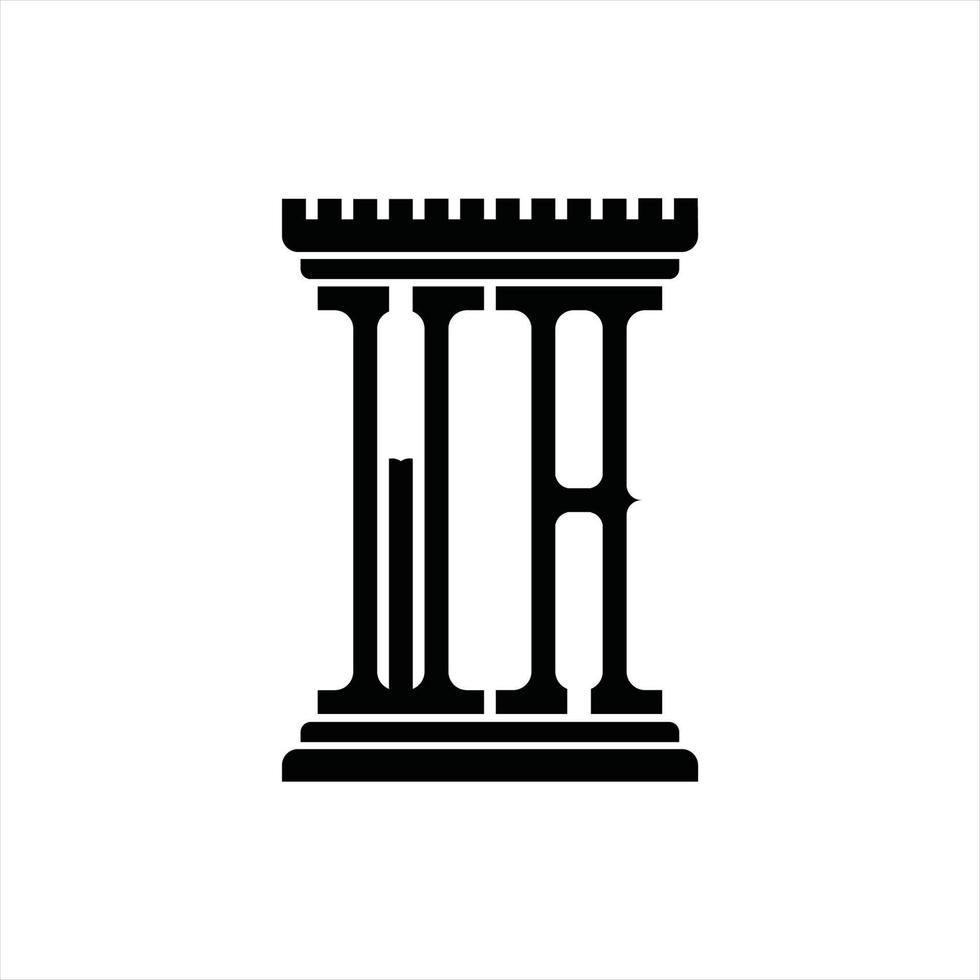 wa logotyp monogram med pelare form design mall vektor