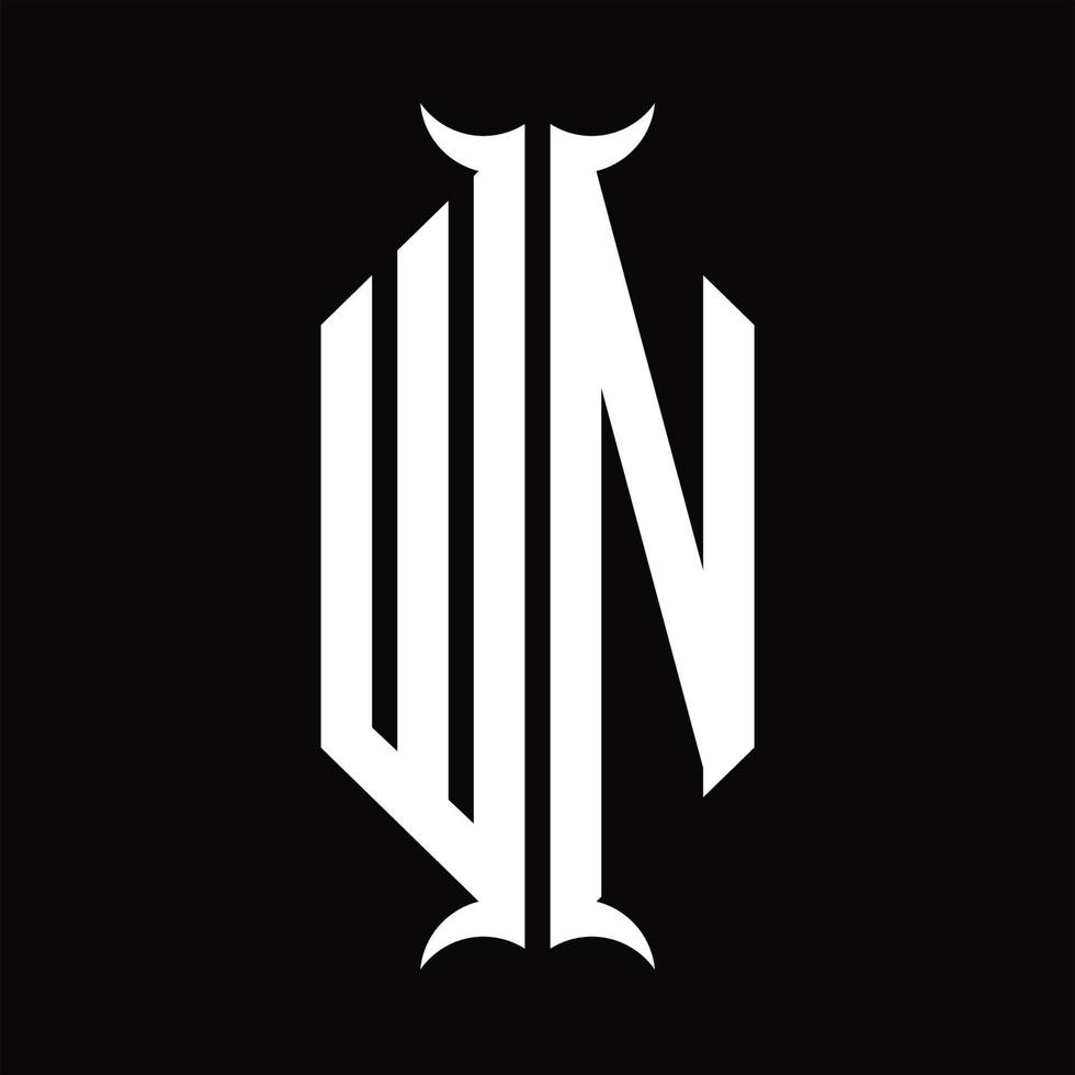 wn-Logo-Monogramm mit Designvorlage in Hornform vektor