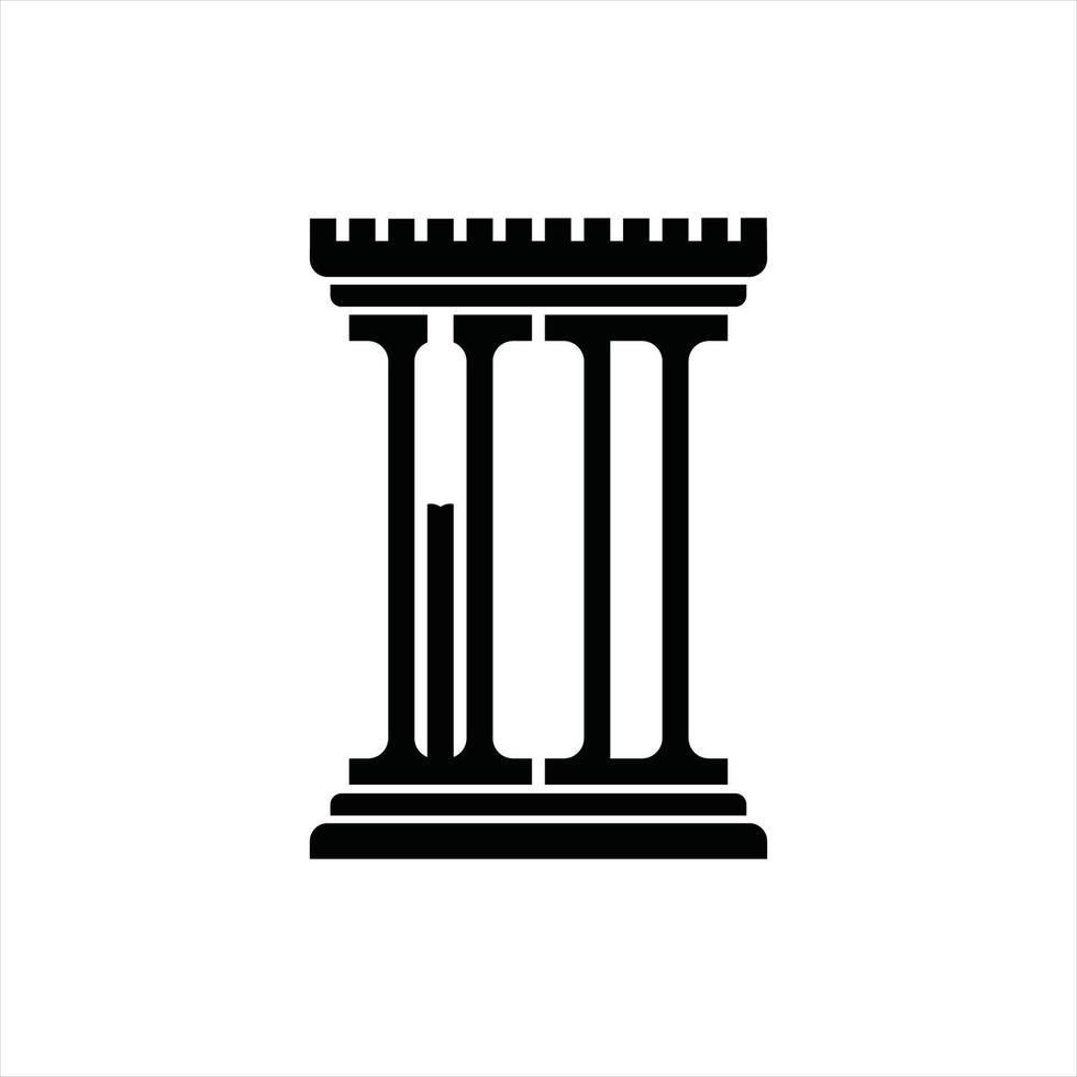 wd-Logo-Monogramm mit Designvorlage in Säulenform vektor