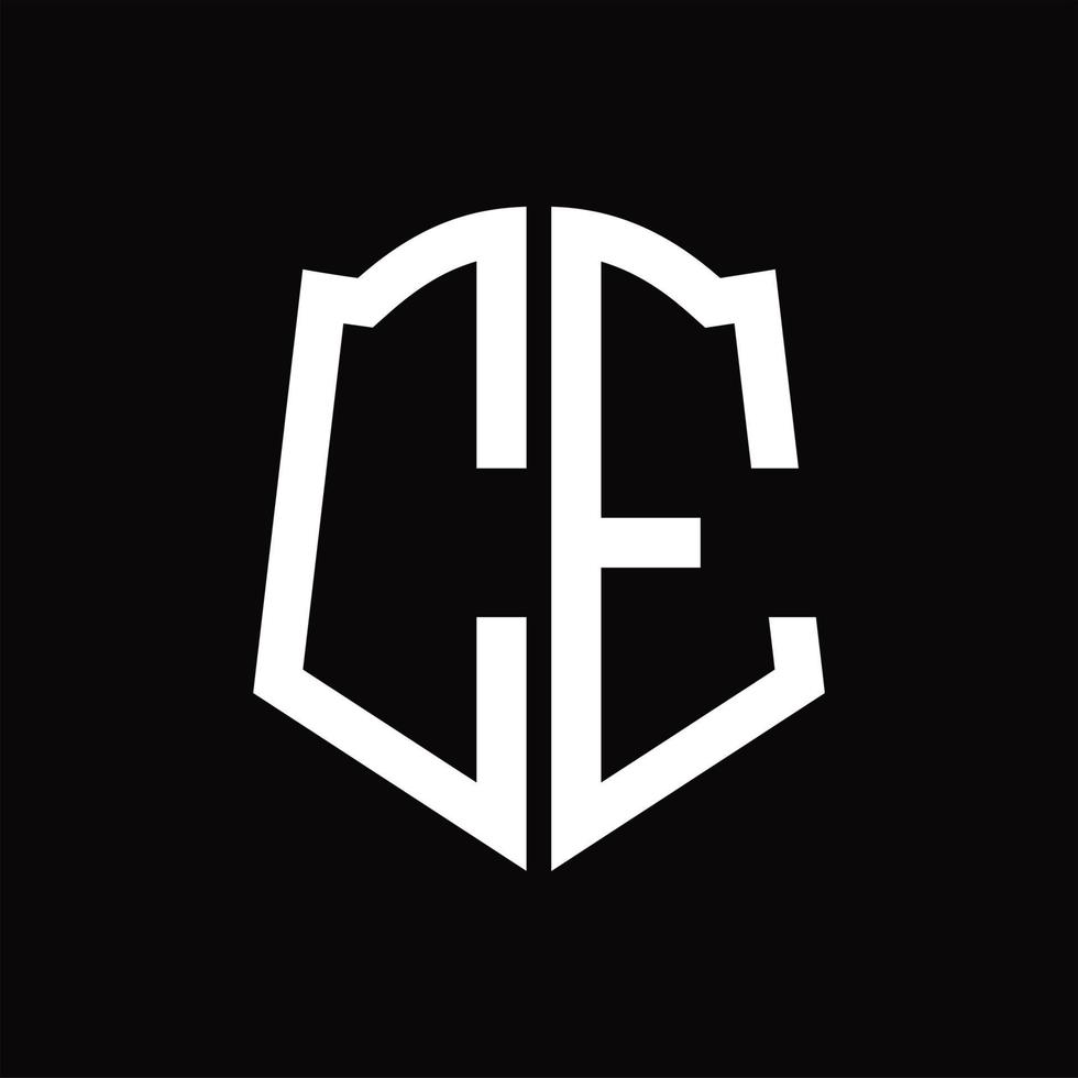 ce-logo-monogramm mit schildform-band-design-vorlage vektor