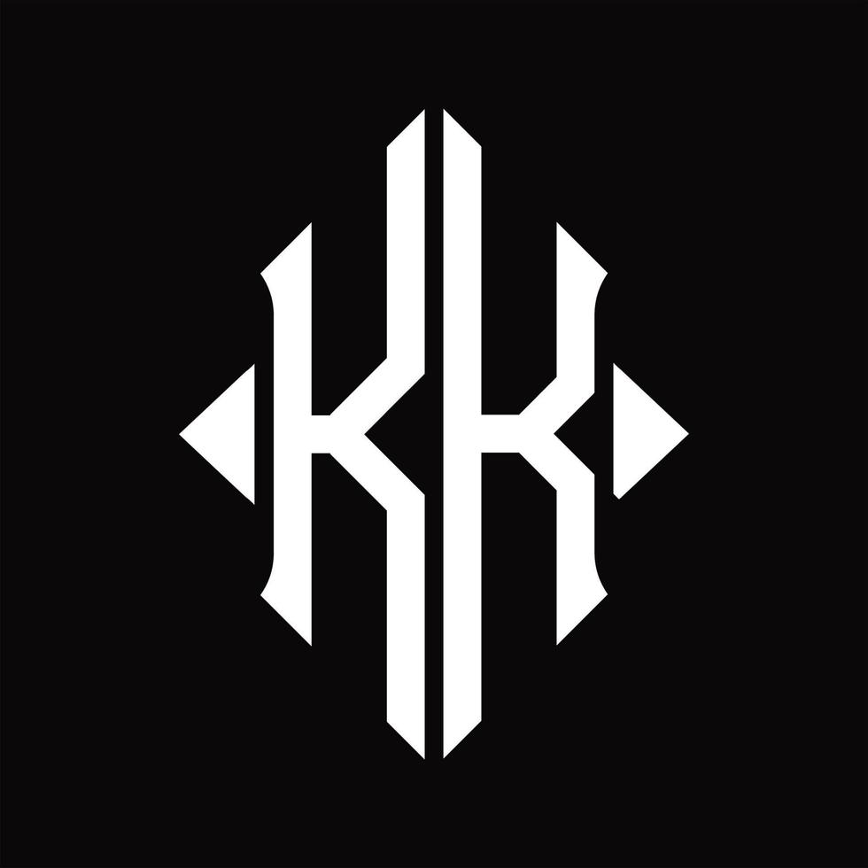 kk-Logo-Monogramm mit isolierter Designvorlage in Schildform vektor