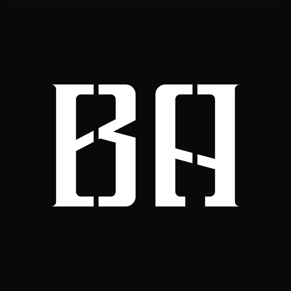 ba-Logo-Monogramm mit Designvorlage für mittlere Scheiben vektor