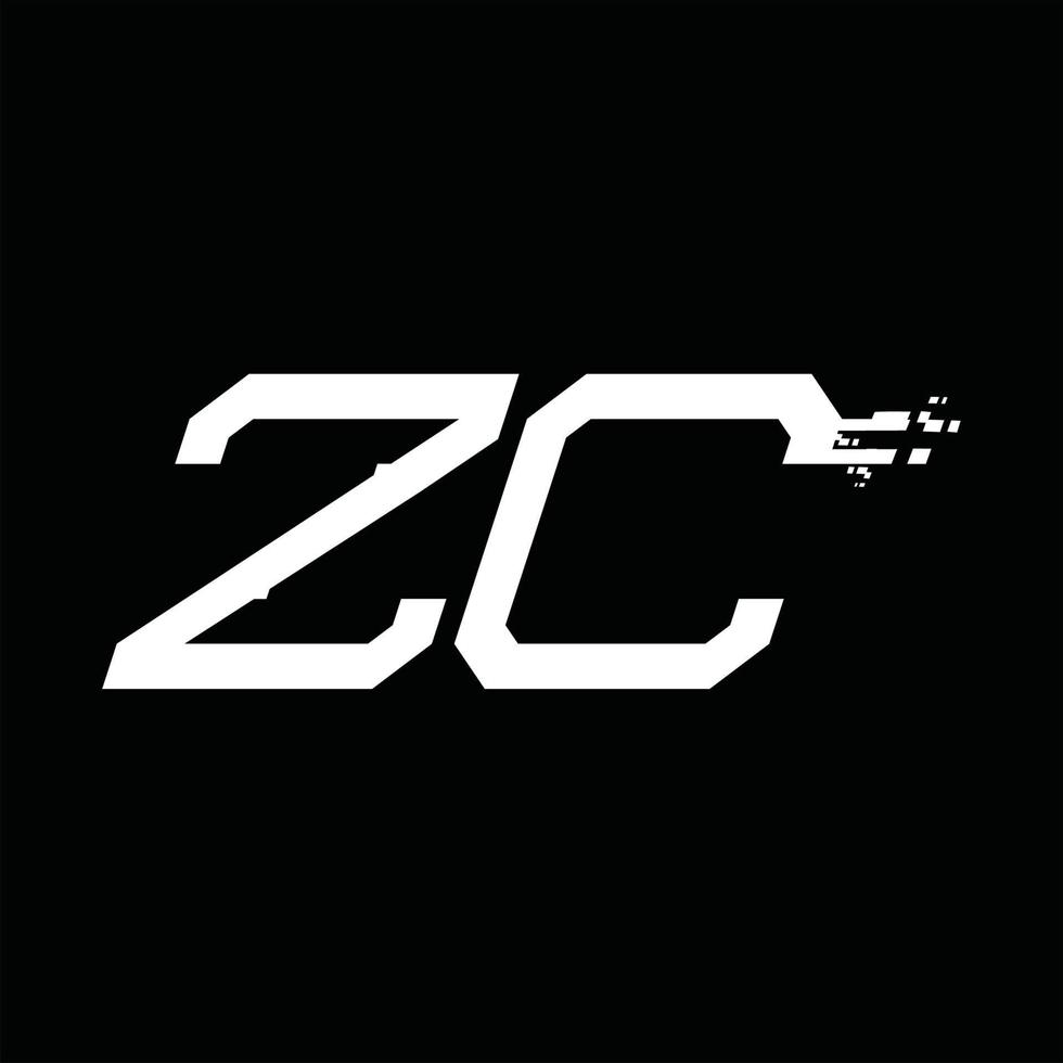 Designvorlage für zc-Logo-Monogramm mit abstrakter Geschwindigkeitstechnologie vektor