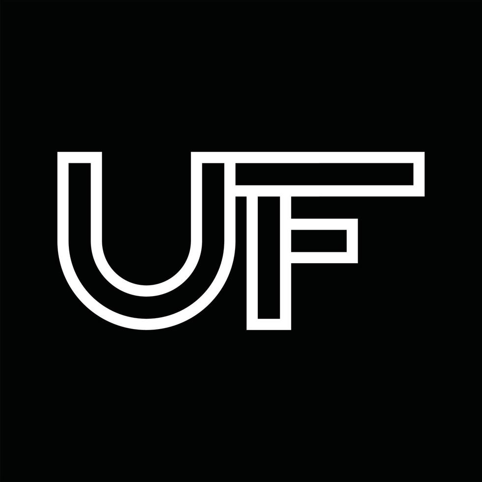 uf-Logo-Monogramm mit negativem Raum im Linienstil vektor