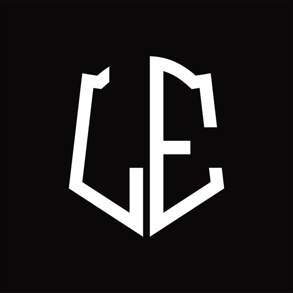 le-Logo-Monogramm mit Band-Design-Vorlage in Schildform vektor