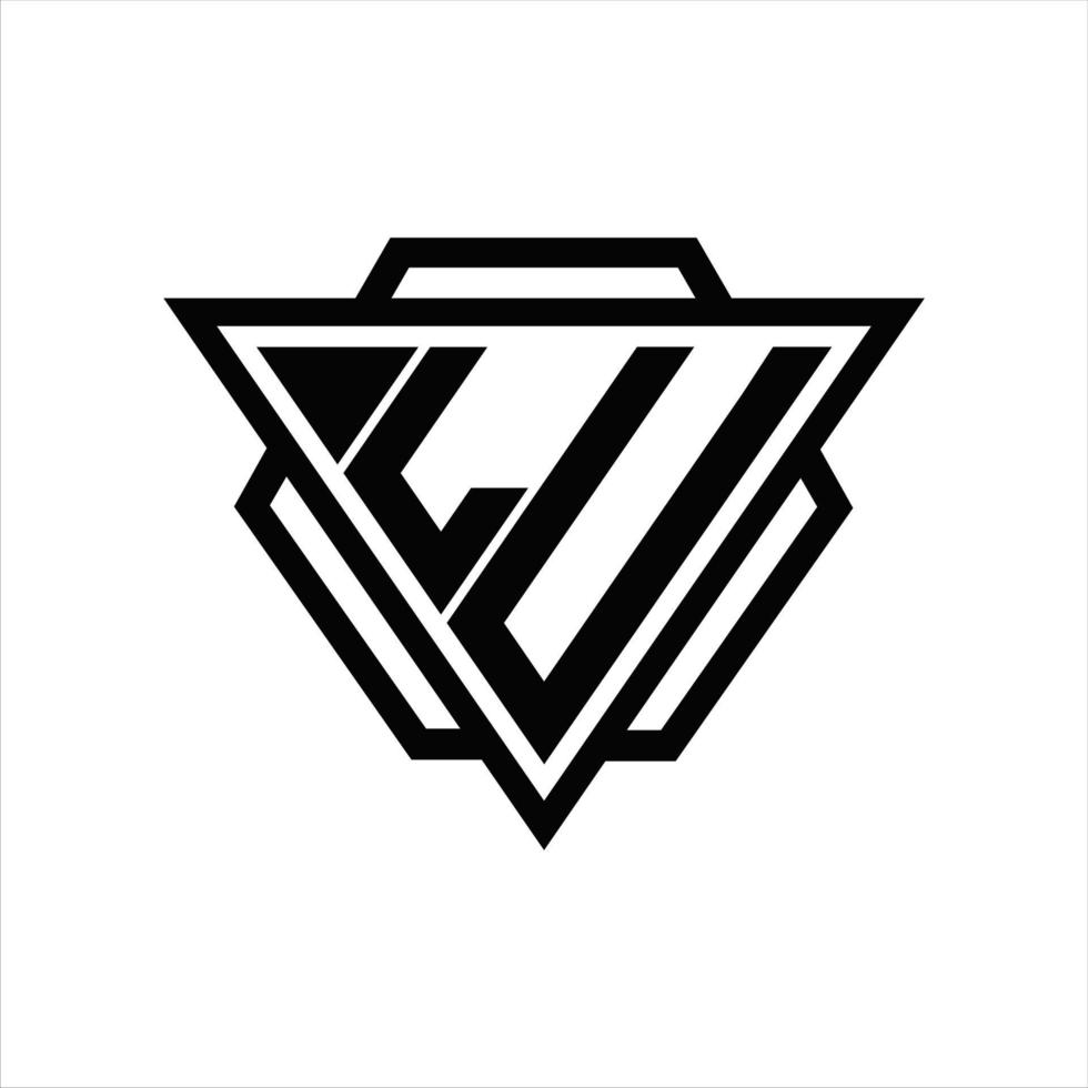 lu logotyp monogram med triangel och sexhörning mall vektor