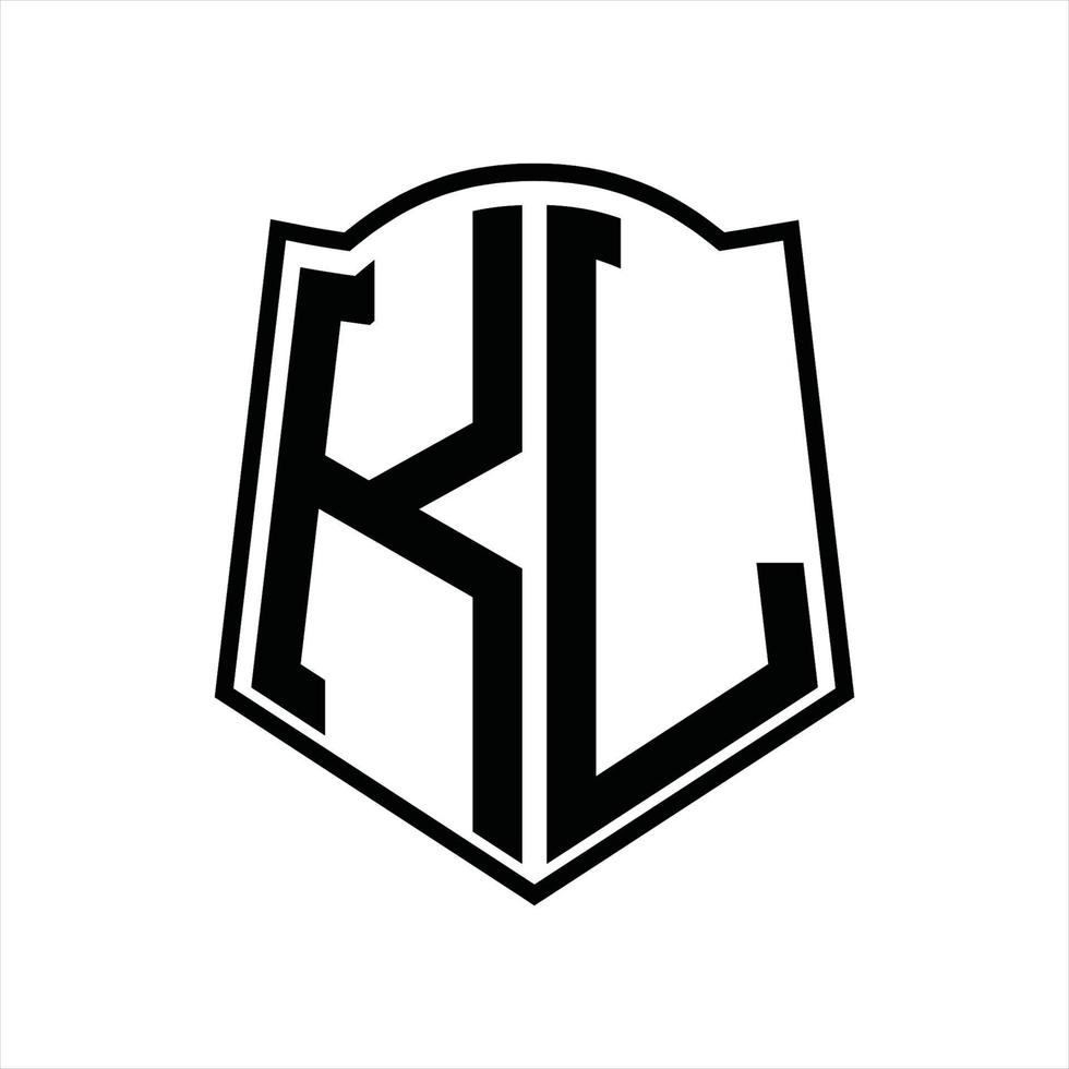 kl logotyp monogram med skydda form översikt design mall vektor