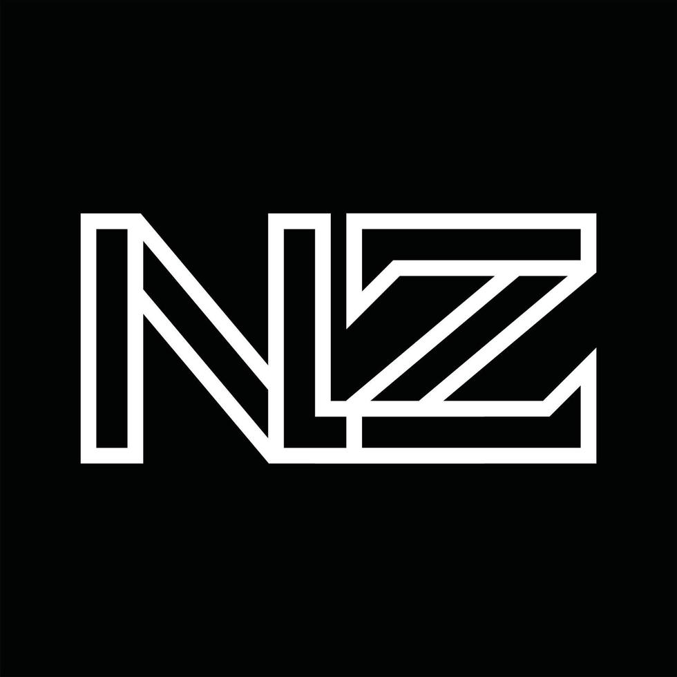 nz-logo-monogramm mit negativem raum im linienstil vektor