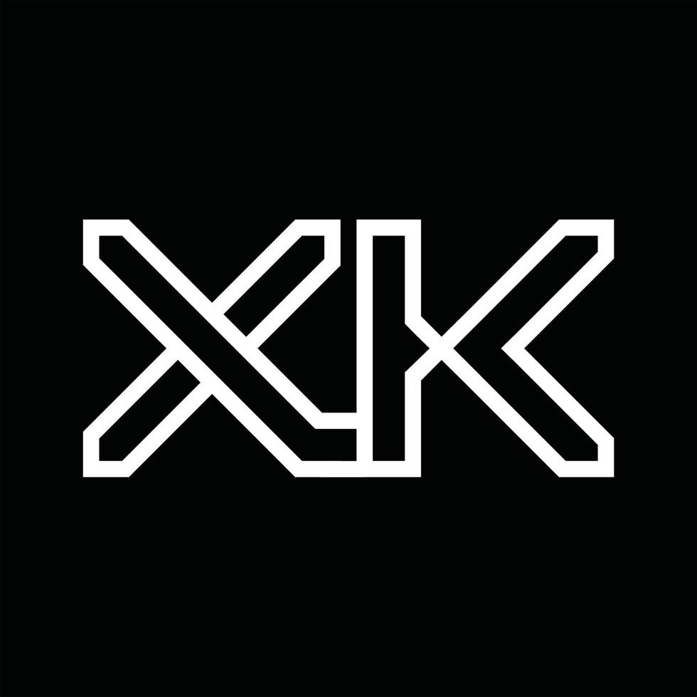 xk-Logo-Monogramm mit negativem Raum im Linienstil vektor