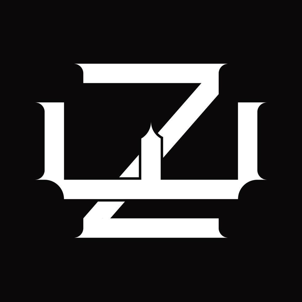 wz-Logo-Monogramm mit überlappender Vintage-Designvorlage im verknüpften Stil vektor