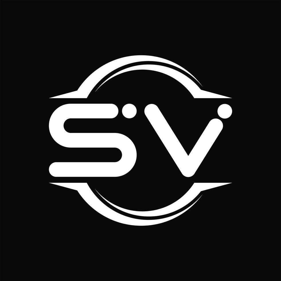 sv-Logo-Monogramm mit Kreis abgerundeter Scheibenform-Designvorlage vektor