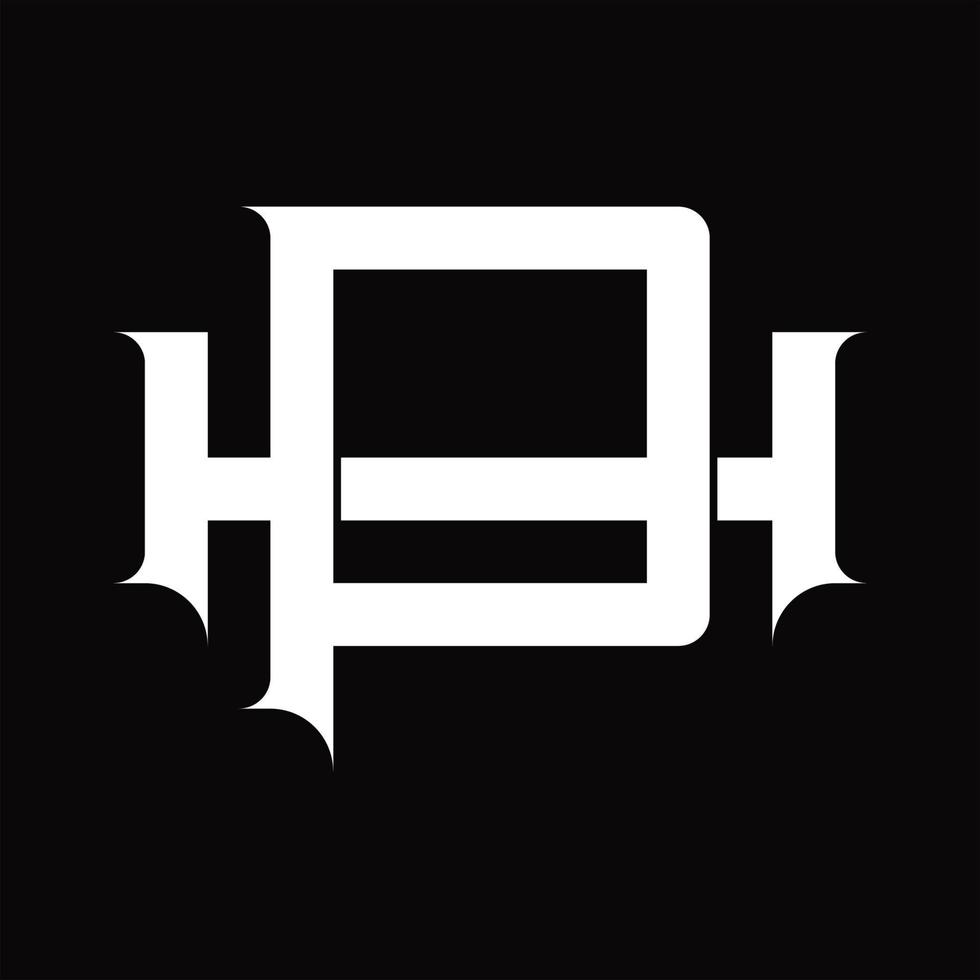 HP-Logo-Monogramm mit überlappender Vintage-Designvorlage im verknüpften Stil vektor