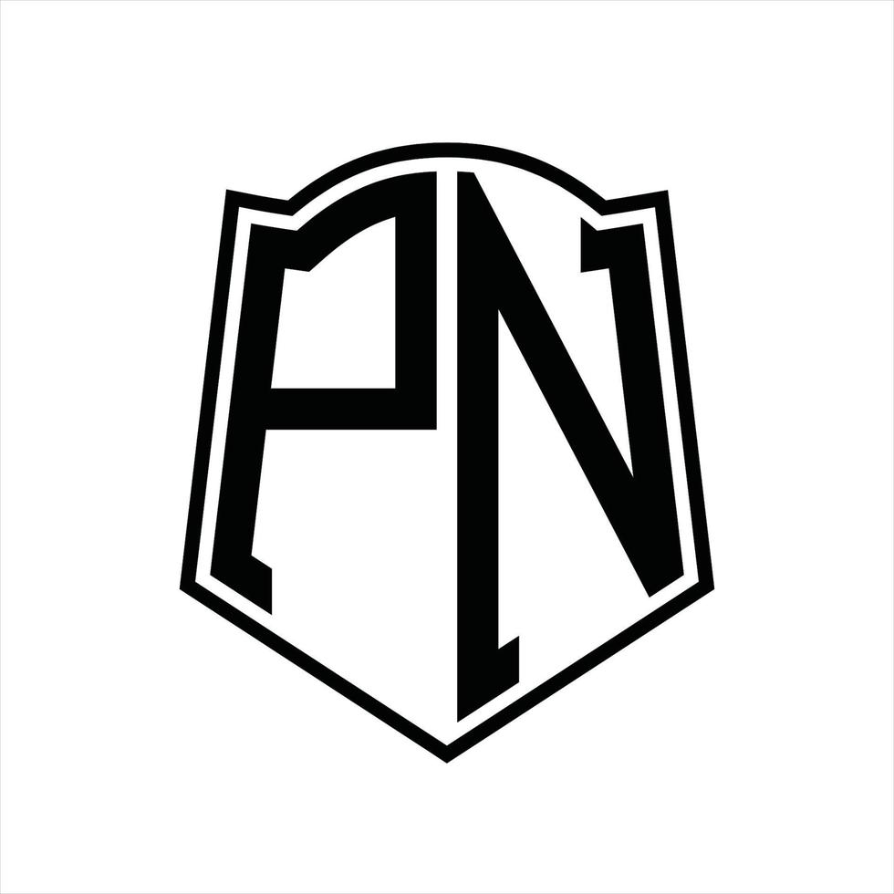 pn-Logo-Monogramm mit Schildform-Entwurfsvorlage vektor