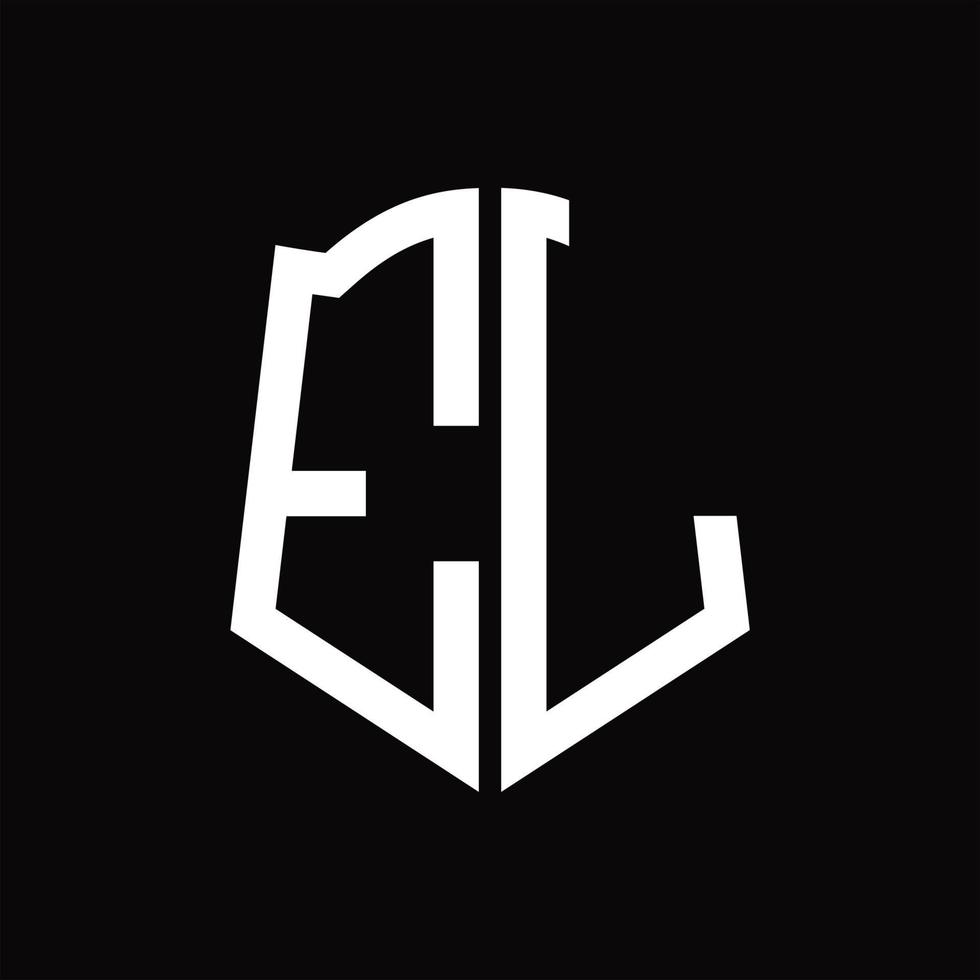 el-Logo-Monogramm mit Band-Design-Vorlage in Schildform vektor