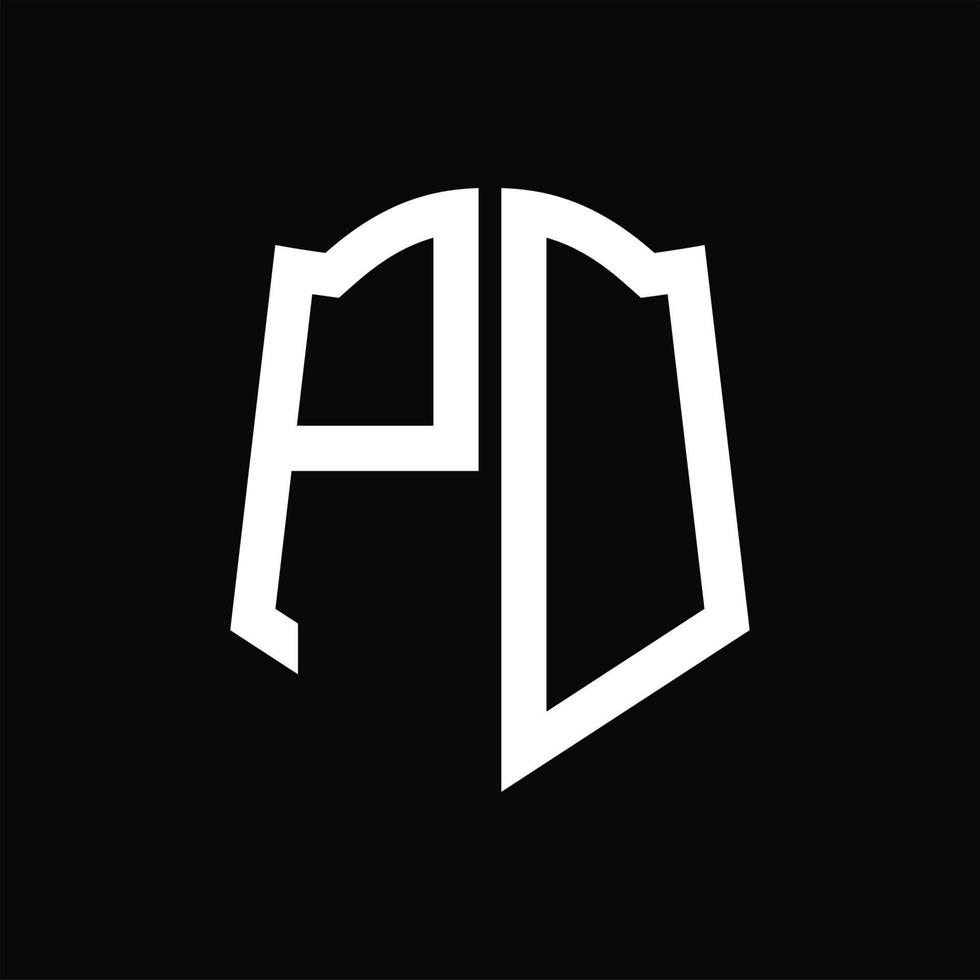 pd-Logo-Monogramm mit Band-Design-Vorlage in Schildform vektor