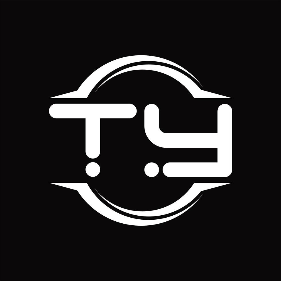 ty-Logo-Monogramm mit Kreis abgerundeter Scheibenform-Designvorlage vektor