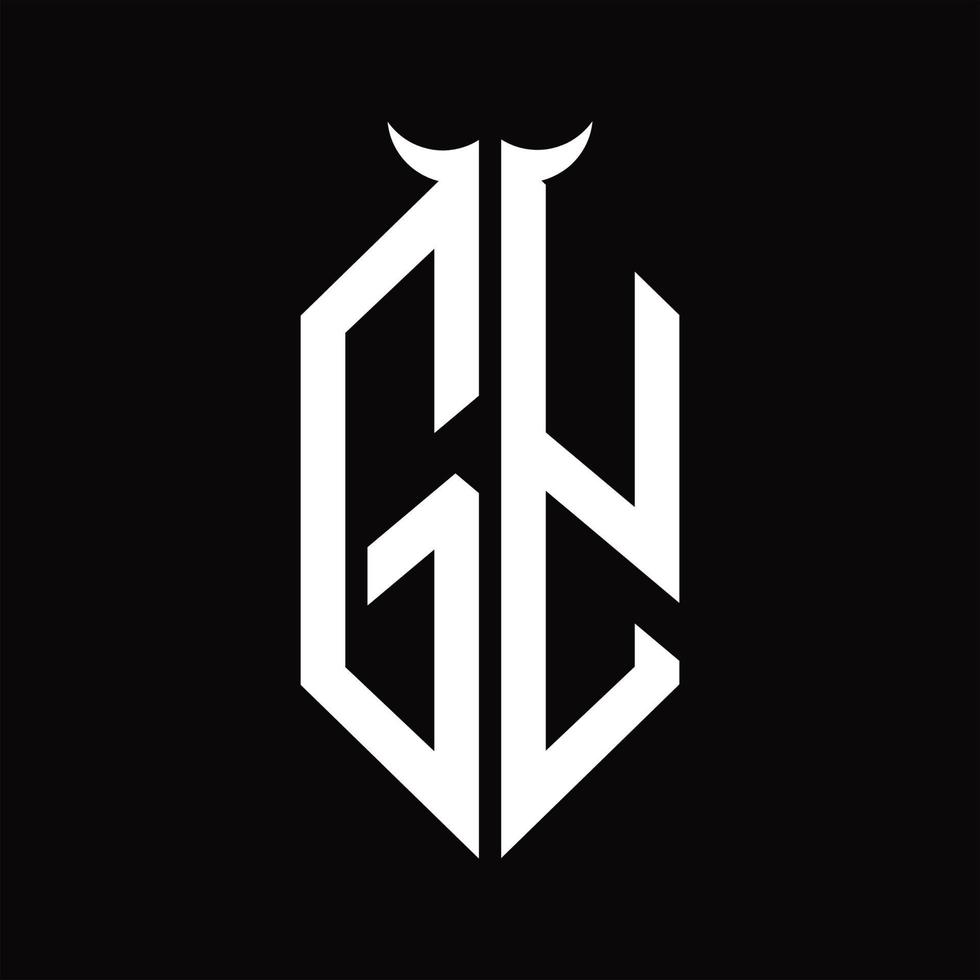 Gy-Logo-Monogramm mit hornförmiger, isolierter Schwarz-Weiß-Designvorlage vektor