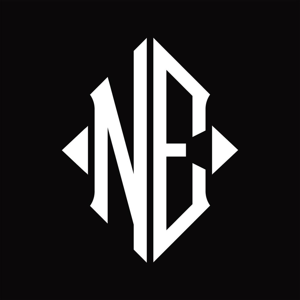 Ne-Logo-Monogramm mit isolierter Designvorlage in Schildform vektor