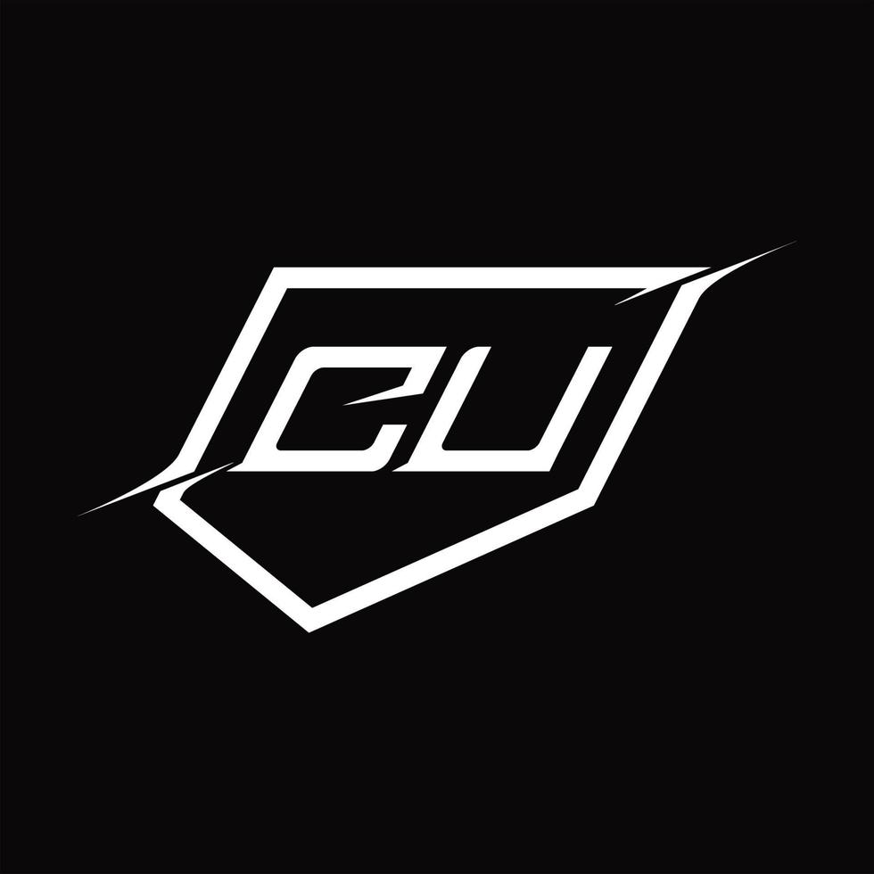 cu-logo-monogrammbuchstabe mit schild- und scheibenstildesign vektor