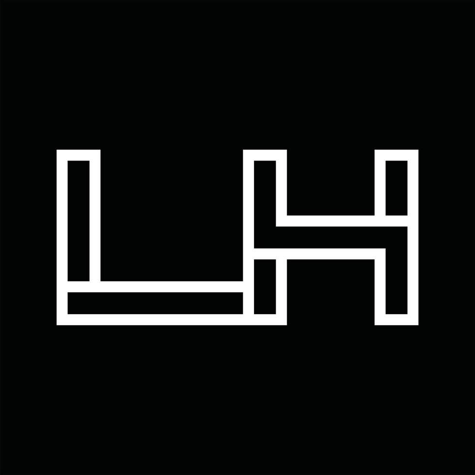 lh-Logo-Monogramm mit negativem Raum im Linienstil vektor