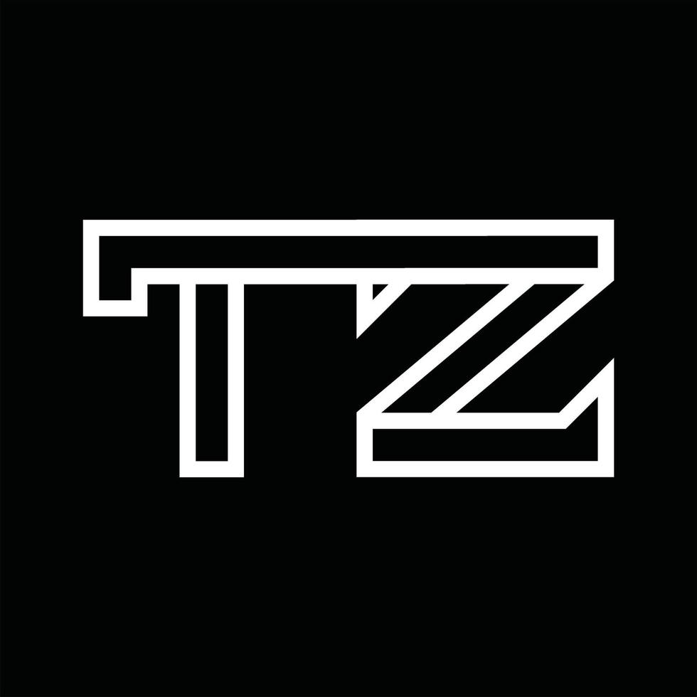 tz-Logo-Monogramm mit negativem Raum im Linienstil vektor
