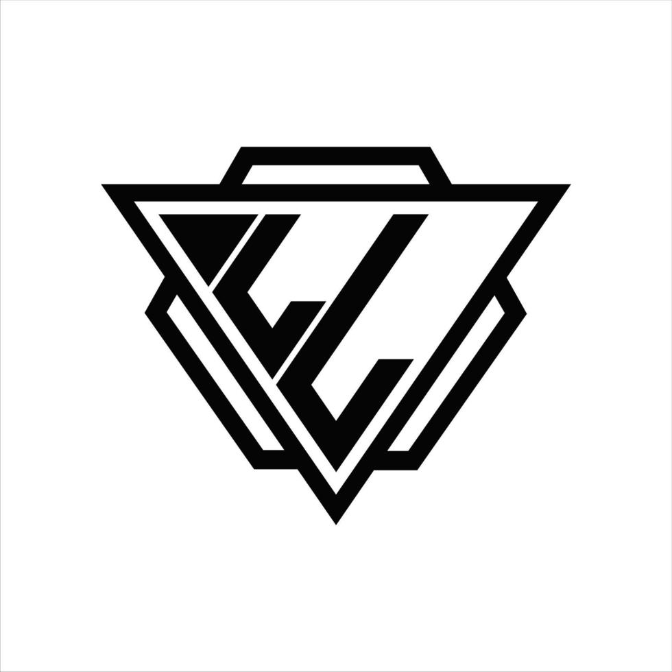 ll-Logo-Monogramm mit Dreieck und Sechseck-Vorlage vektor