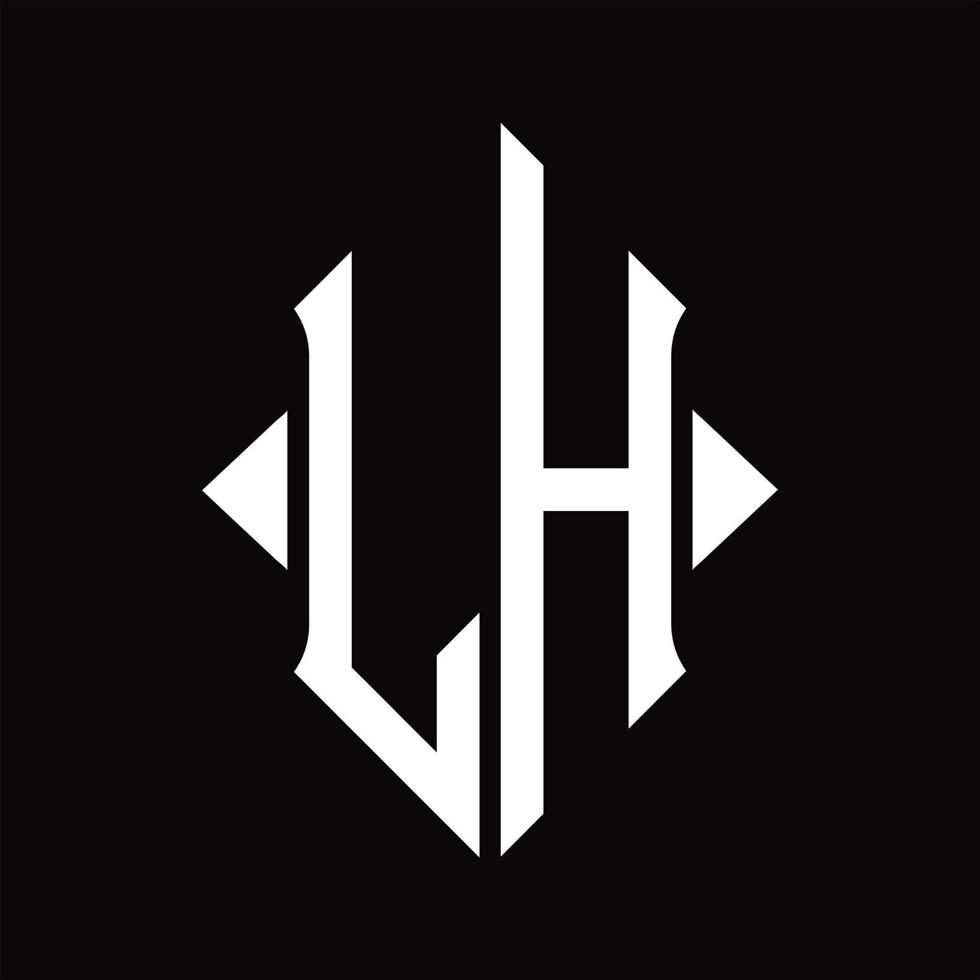 lh-logo-monogramm mit schildform isolierter designvorlage vektor