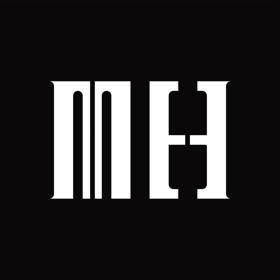 mh logotyp monogram med mitten skiva design mall vektor