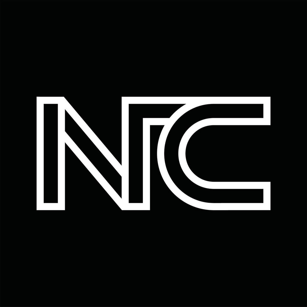 NC-Logo-Monogramm mit negativem Raum im Linienstil vektor