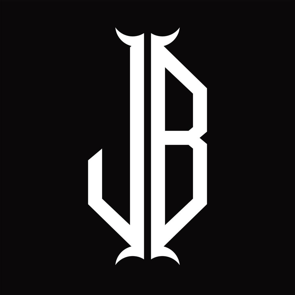 J B logotyp monogram med horn form design mall vektor