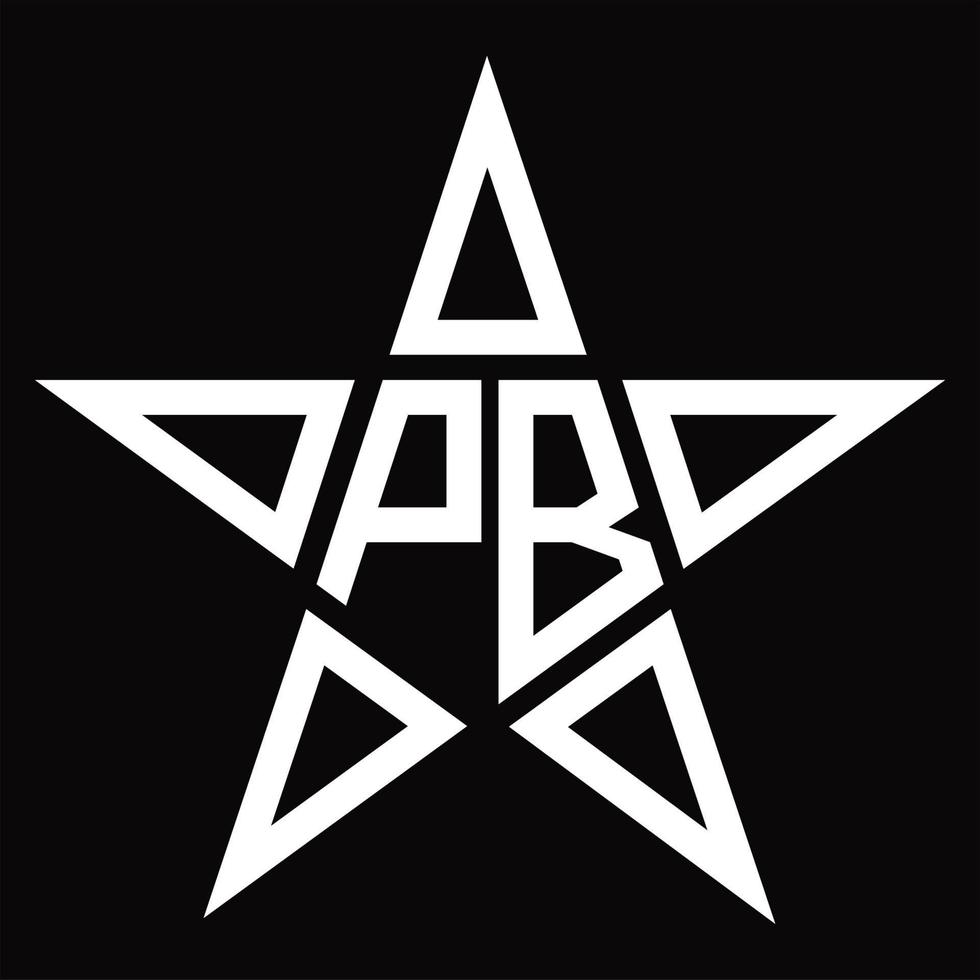pb-Logo-Monogramm mit sternförmiger Designvorlage vektor