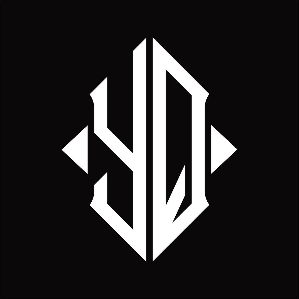 yq logotyp monogram med skydda form isolerat design mall vektor