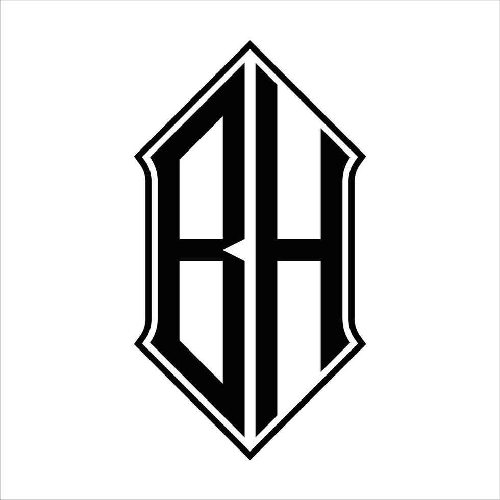 bh-Logo-Monogramm mit Schildform und Umriss-Design-Vorlage Vektorsymbol abstrakt vektor