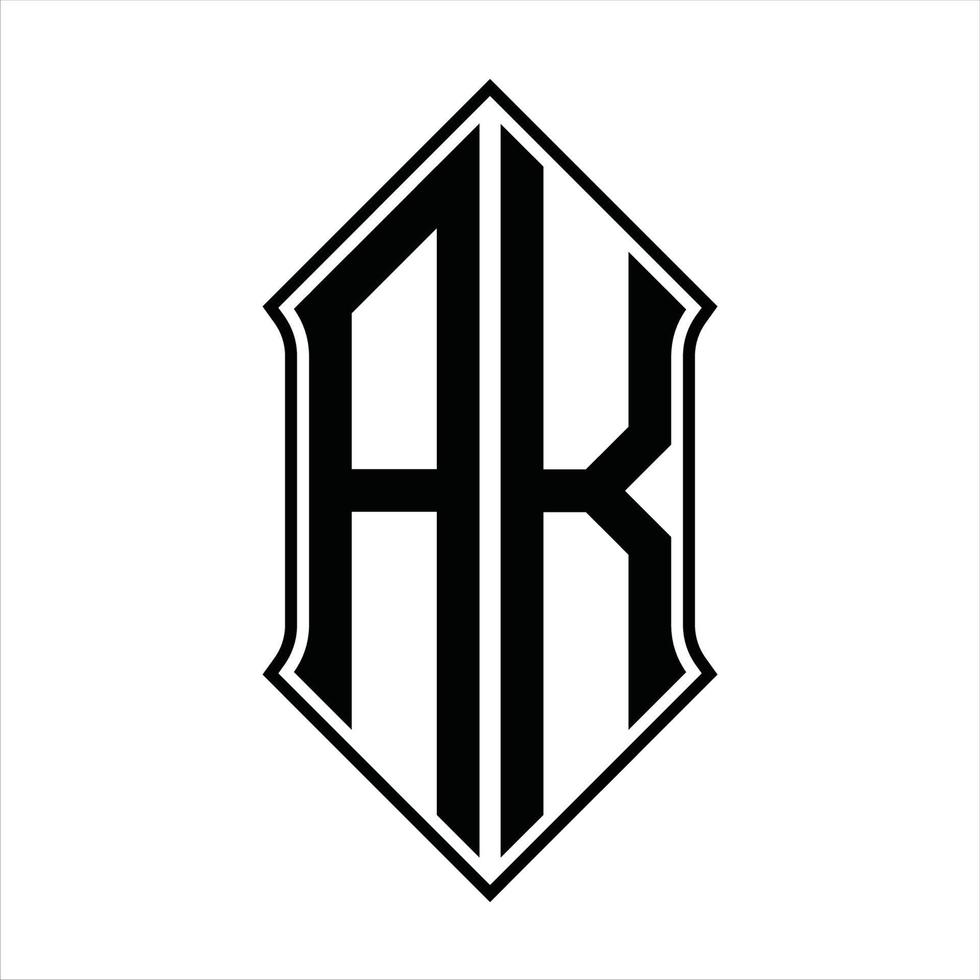 ak logotyp monogram med sköldform och översikt design mall vektor ikon abstrakt