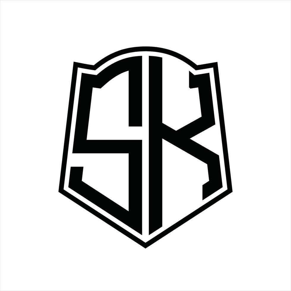 sk-Logo-Monogramm mit Schildform-Entwurfsvorlage vektor