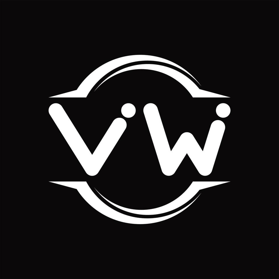 vw logotyp monogram med cirkel avrundad skiva form design mall vektor