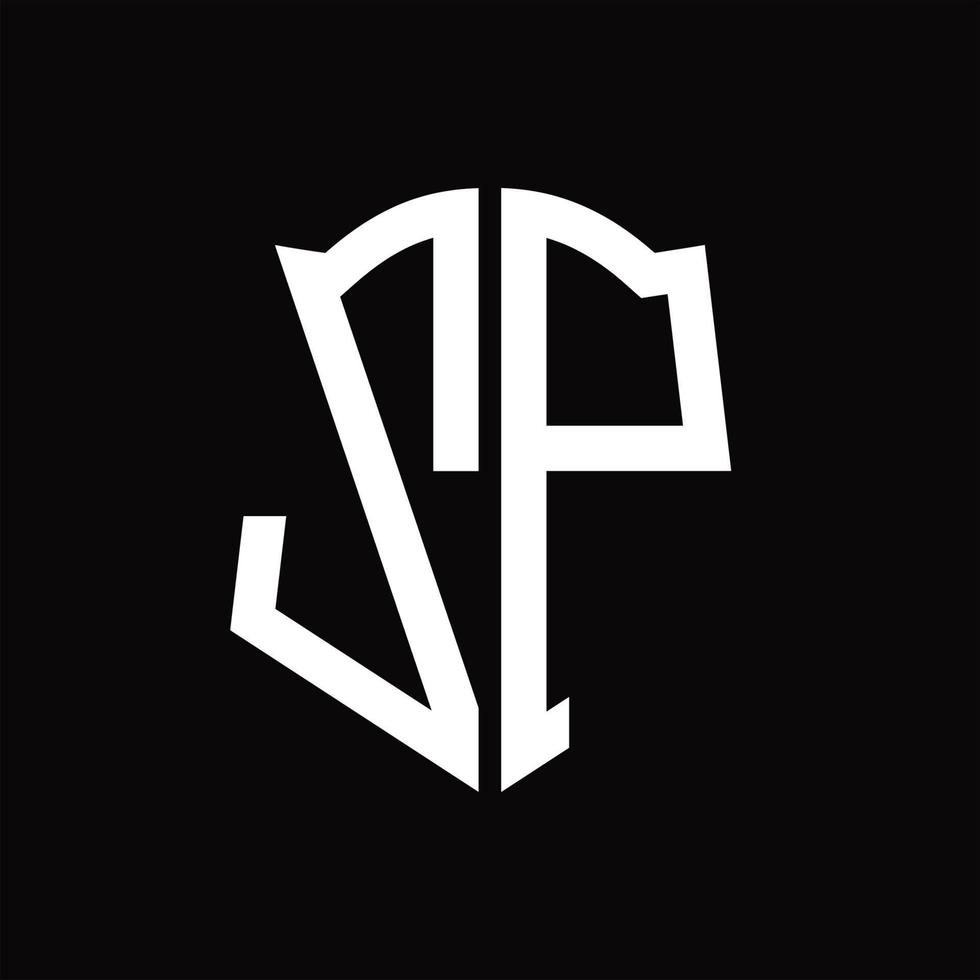 zp-Logo-Monogramm mit Band-Design-Vorlage in Schildform vektor