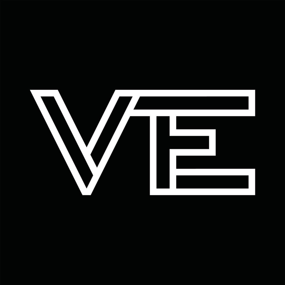 ve-Logo-Monogramm mit negativem Raum im Linienstil vektor