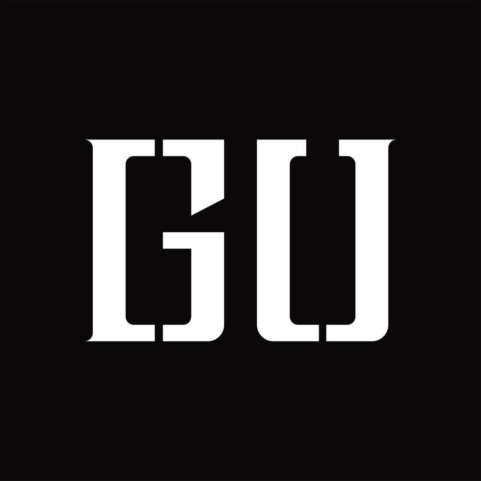 gu-Logo-Monogramm mit mittlerer Slice-Design-Vorlage vektor