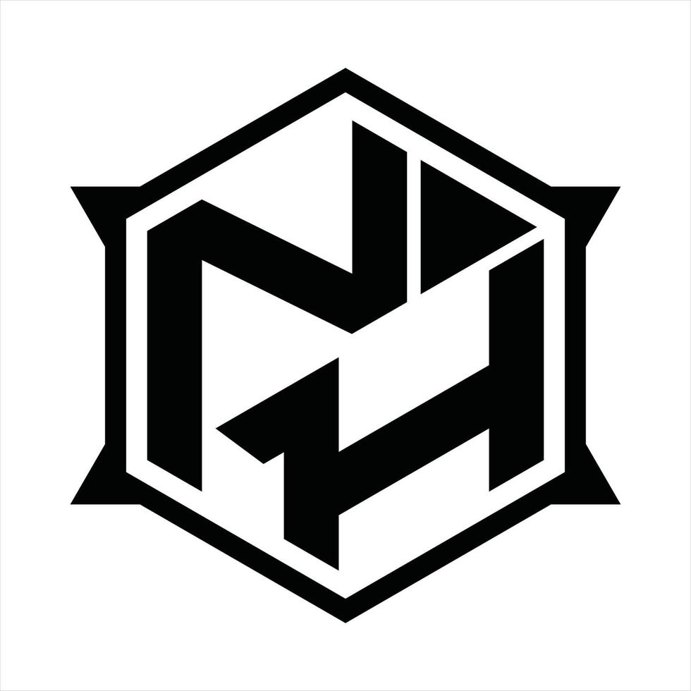 nh-Logo-Monogramm-Designvorlage vektor